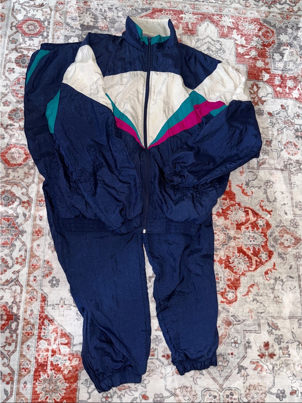 vintage SANTOLINA BAY Navy Colorblock Women’s sz L Track suit windbreaker
